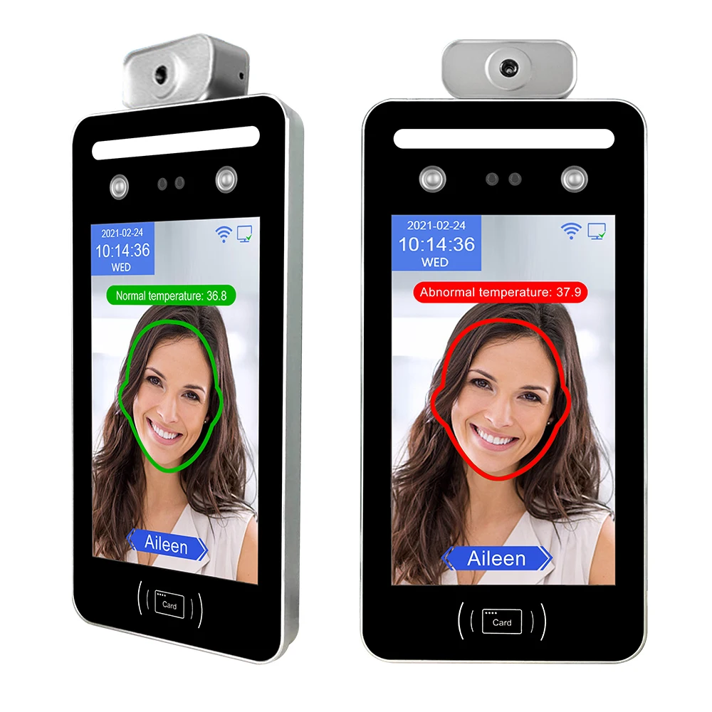 8 Inch HID Face Recognition Unlocking Door Lock Face Recognition Temperature Device Time Attendance System