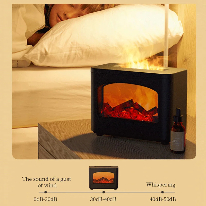 Winter Fireplace 3D Flame Diffuser Humidifier Ultrasonic USB Flame Humidifier Essential Oil Fire Aroma Diffusers