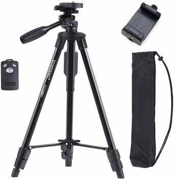 YUNTENG VCT-5208  Aluminum Camera Tripod With 3-Way Head & Remote + Clip for Camera Phone detail image
