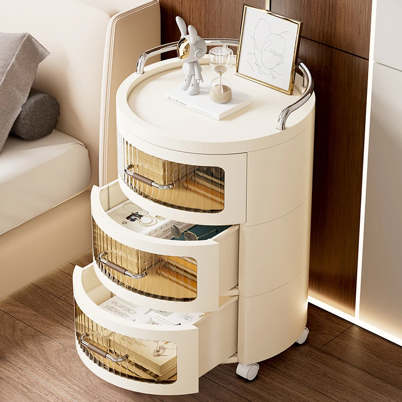 Large Capacity Three-Tier Lockers Storage Containers Plastic Bedside Tables Square Shape Storage Cabinet