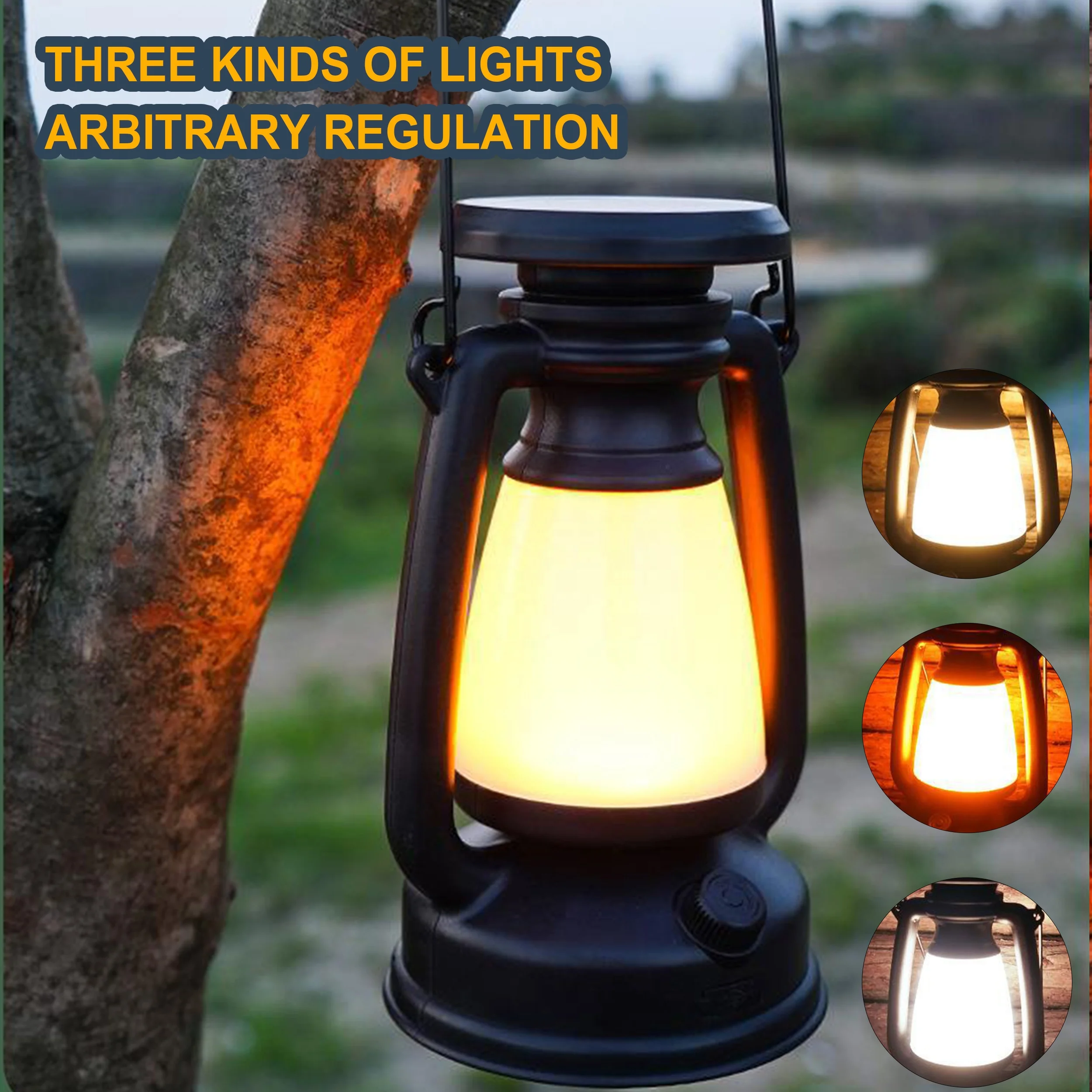 TAIKOO Vintage Camp  Lamp IPX4 Waterproof TYPE-C Rechargeable 3 Light Modes Lantern Waterproof Kerosene Lamp Camping Light