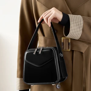 Wholesale Customization 2026 Women's Retro Leather Handbags Lunch Box Bag Luxury Ladies Shoulder Crossbody Bag