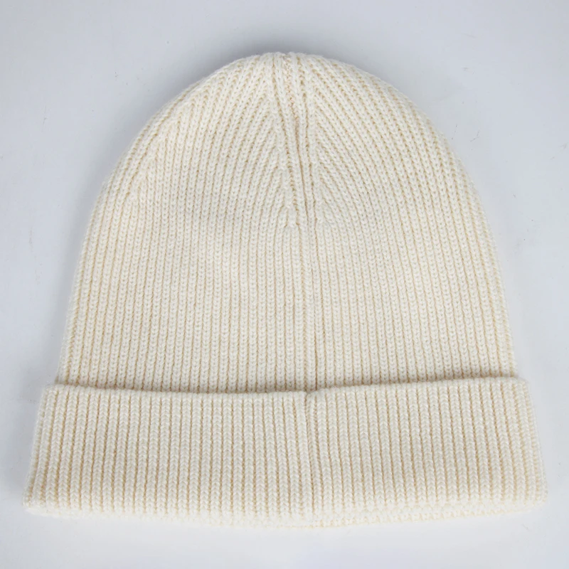 Custom 3D Embroidery Logo Merino Wool Knit Beanie Hat Autumn Winter Style With Character Pattern and Plaid Design for Business