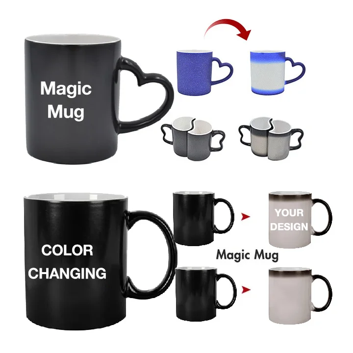 Custom Magic Heat Activation Cup Design Matte Black Sublimation 11 Oz ...