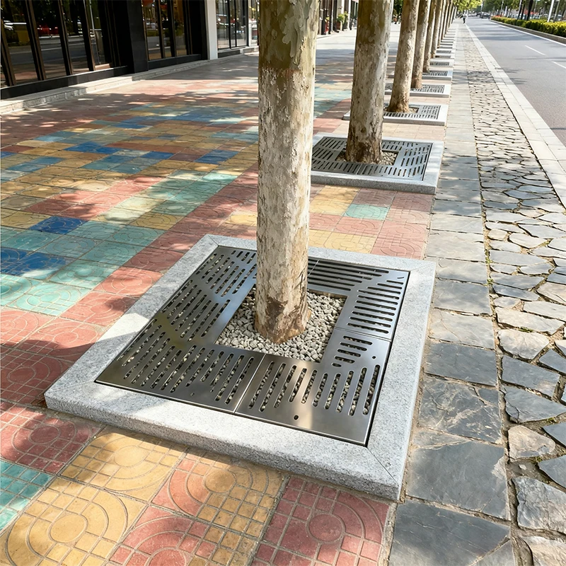 Stainless steel rainwater grates for walkways