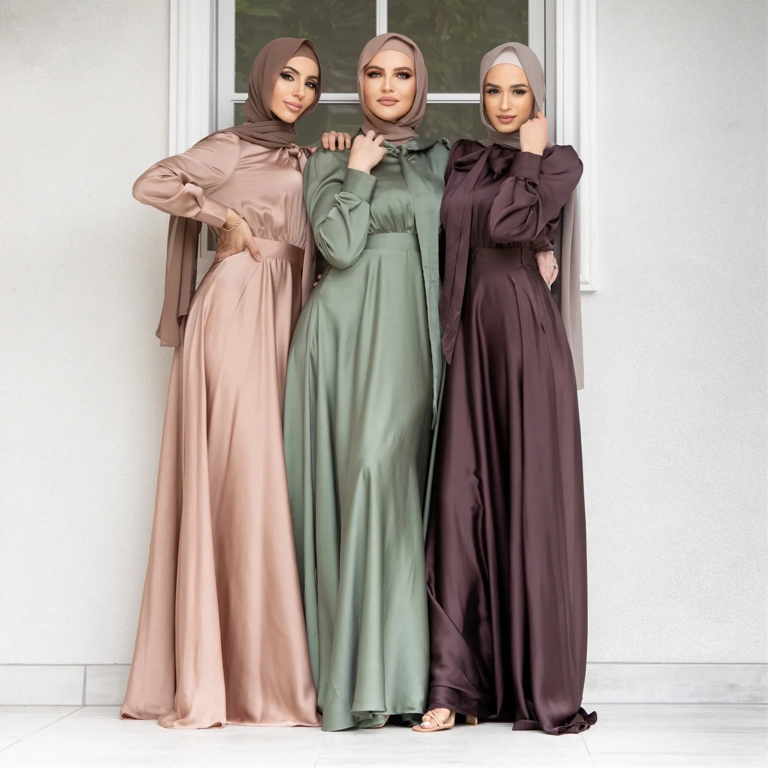 knee length dresses for ladies 6429#Eid Mubarak Elegant Fashion Muslim Women Hijab Dress