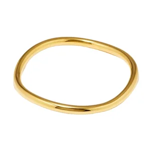 Manufacture Simple Design Jewellery High Quality Polished Pvd Gold Plating Stainless Steel Bangle Jewelry Custom
