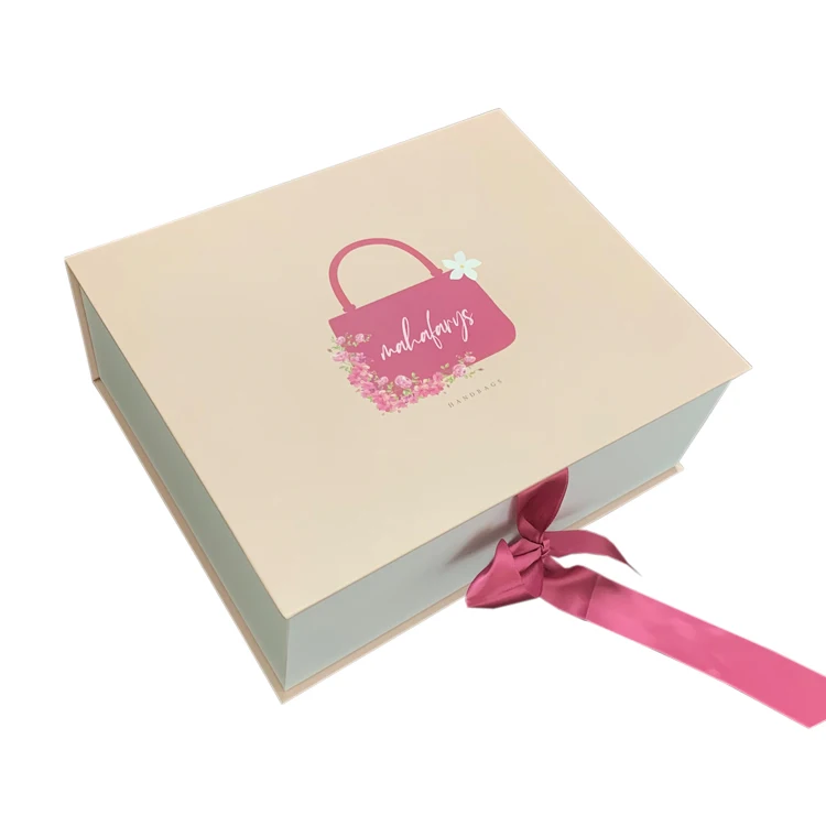 Customizable Matte Paperboard Rigid Box for Handbag Display Recycled Materials with Ribbon Closure