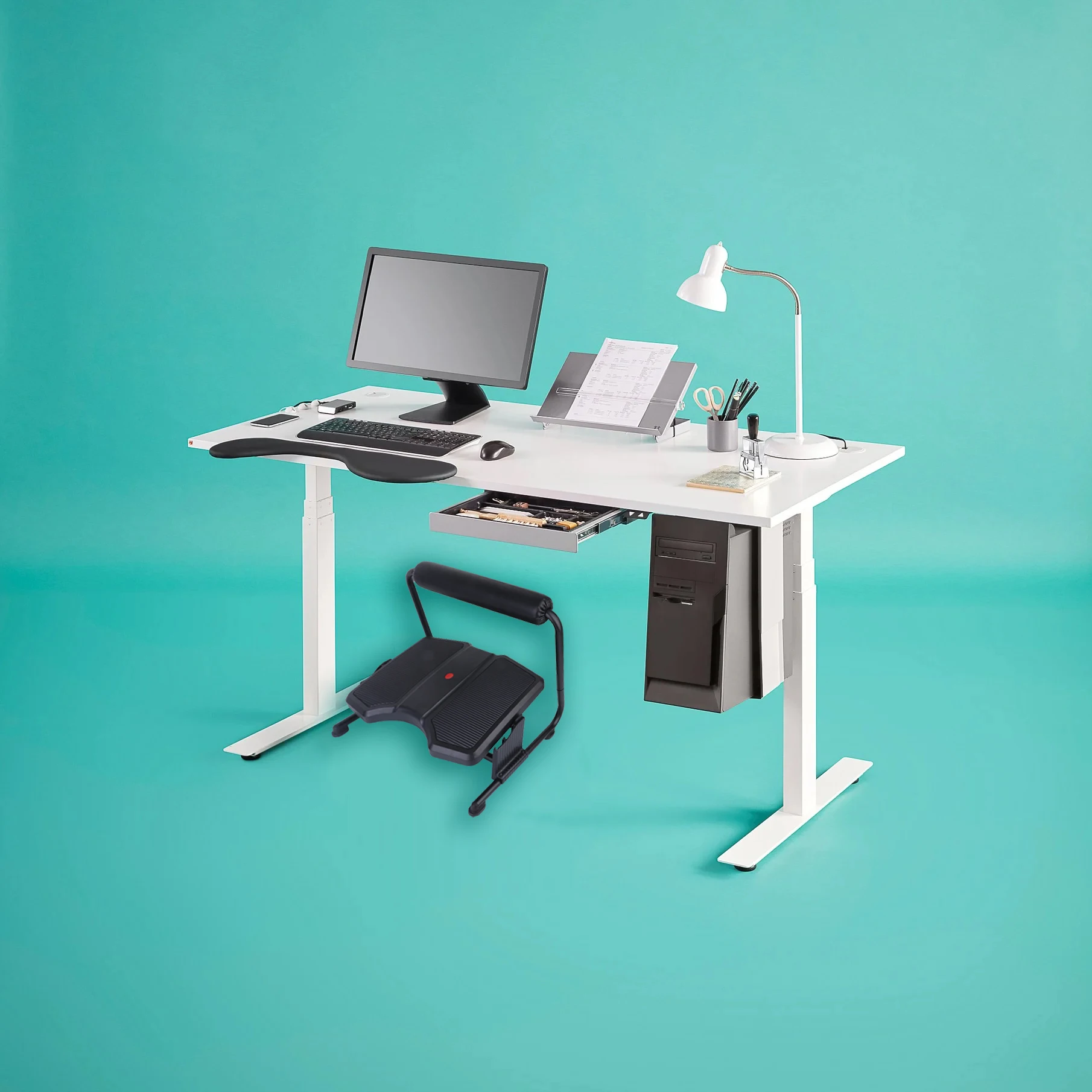 Twinco Under Desk Pullout Drawer Kit With Laptop And Tablet Shelf