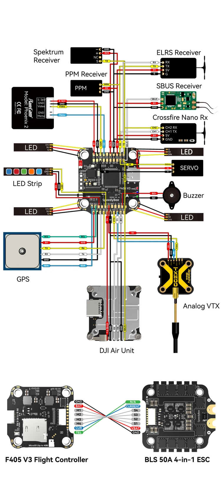 Speedybee F405 V3 F4 Flight Control Bls Fc&esc Stack Flytower 3-6s For ...