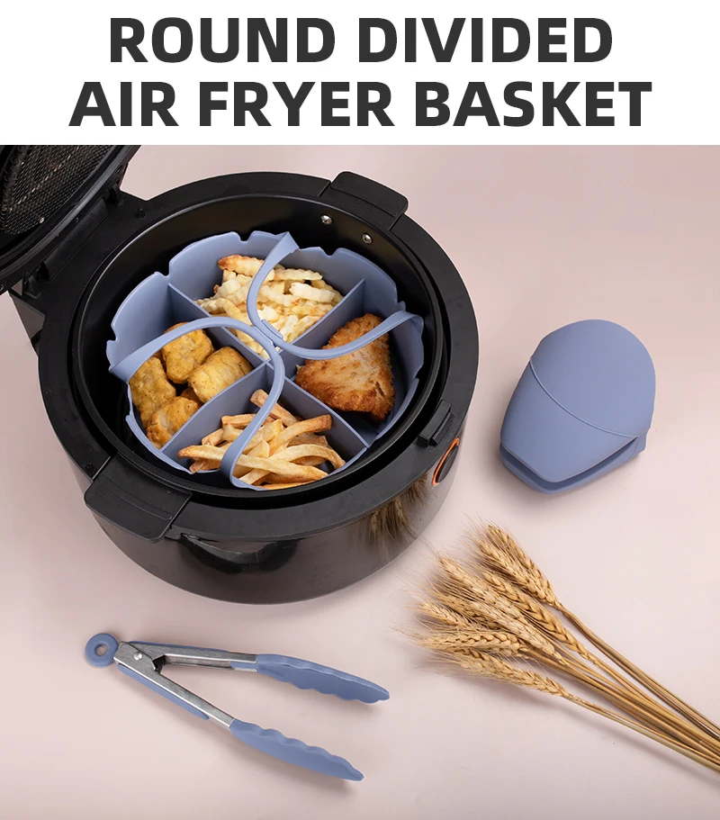 Oem Odm Silicon Air Fryer Liners With Divider 8.66 Inch Bpa Free Air