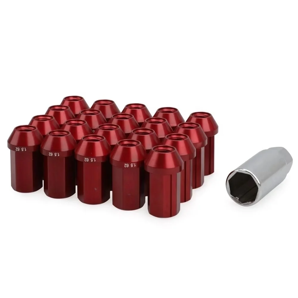 20PCS / Set 7075 Aluminum Close-End Rays Lug Nuts Wheel Hub Bolts Wheel Lug Nuts