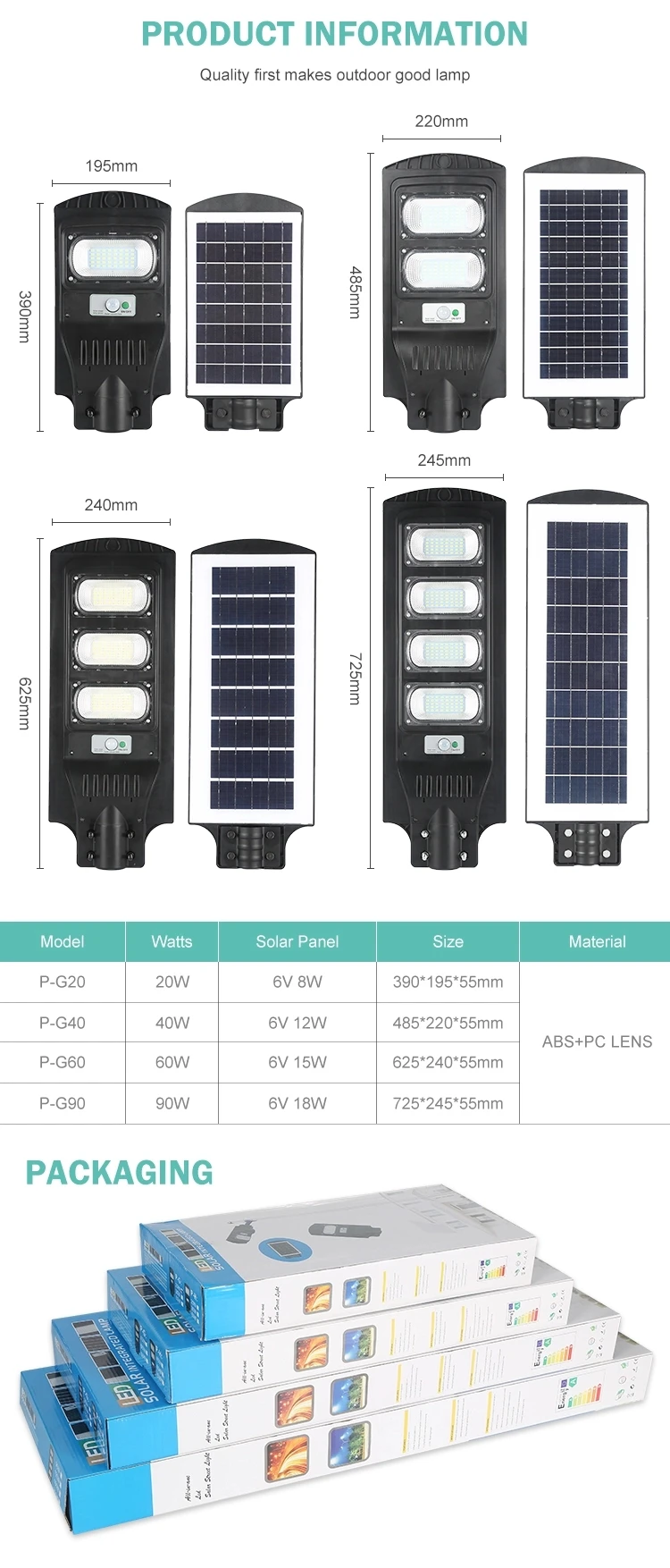 Ip65 Outdoor All In One Solar Street Lamp 30W 60W 90W 120W Integrated Led Solar Street Light