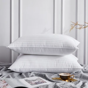 High Quality Pillow 100% Cotton White Goose Down Feather Filling Soft Hotel Pillow Fluffy Bed Pillow