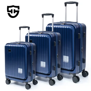 New Designer Trolley Luggage Colorful Printed ABS+PC Suitcase Sets Front Open With Travel Luggage 3 Piece Set