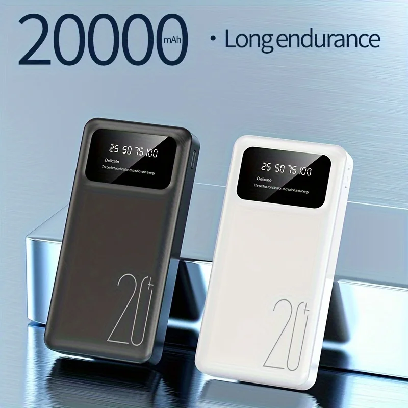 OEM ODM  Large Capacity Power Bank 20000mah Portable Flashlight Dual Output Dual Input Mobile Power Bank With High Quality