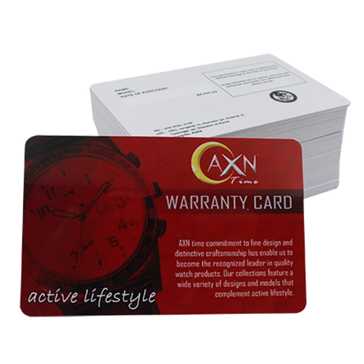 Free Samples Personal Custom Design Offset Printing Plastic Logo Glossy Matt Writable Warranty Card for Luxury Watch