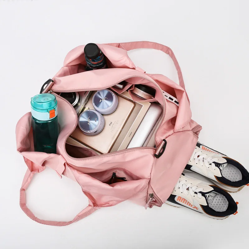 Fashion Crossbody Short Trip Bag Women Yoga Fitness Water-Resistant Independent Shoe Compartment Zipper Closure Stowable Single