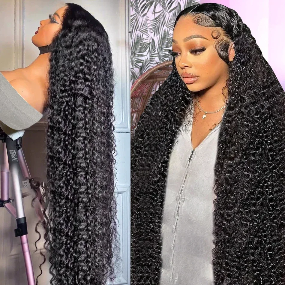 250 % Dichte, lockere, tief gewellte Lace-Frontal-Perücke, brasilianisches Remy-Echthaar, lockige Lace-Front-Perücke für Frauen_voghion.com