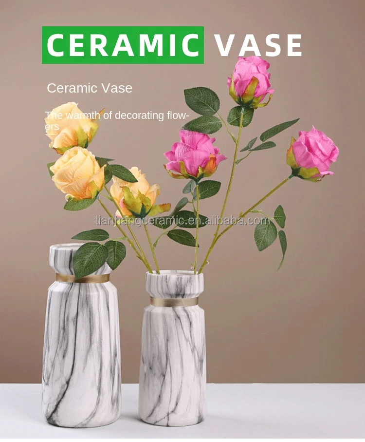 Free Custom Logo European Design modern luxury floreros marble style porcelain flower vases for home decor.jpg