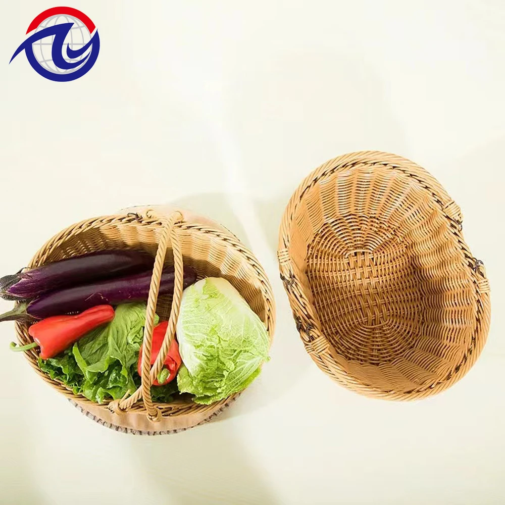 2 Count Picnic Rattan Shopping Basket Outdoor Party Favor Baskets