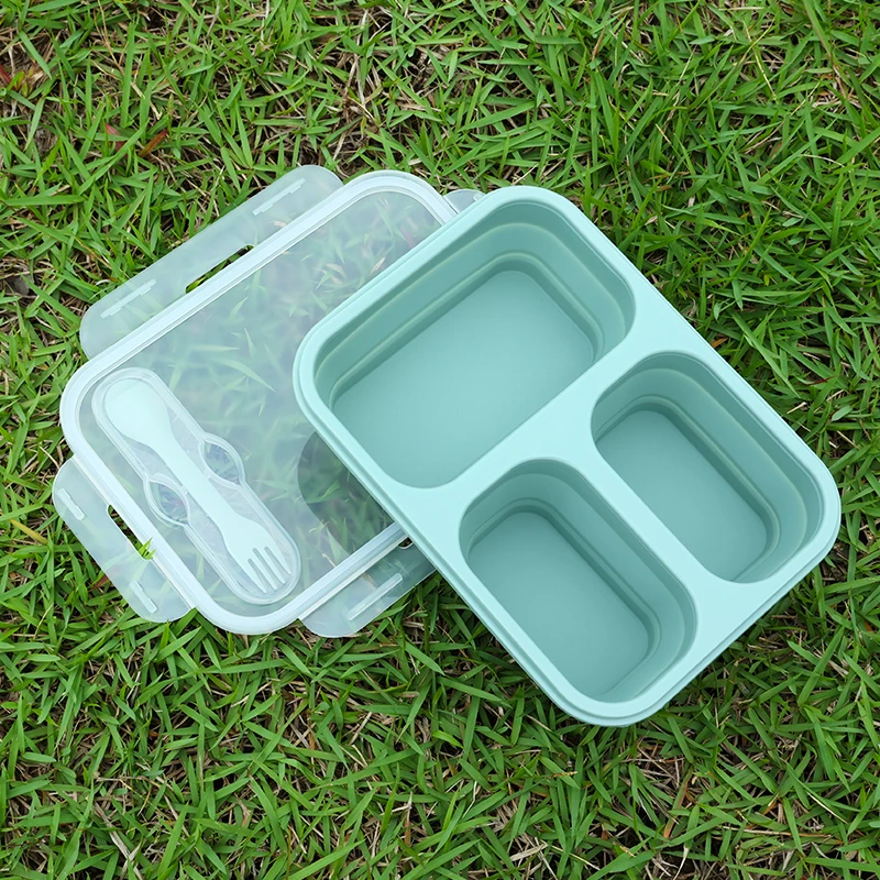 Foldable Eco Friendly Collapsible Food Containers Storage Baby Kids School Silicone Bento Lunch