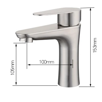 304 Stainless Steel Brushed Finish Basin Mixer Tap Single Handle ...