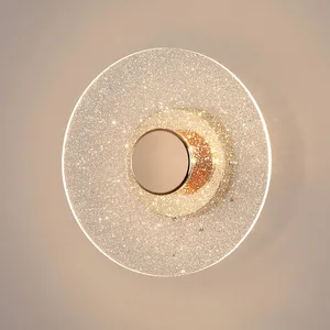 JACKSUN Modern Gold LED Wall Lamp Circular Textured Acrylic Fixture Home Lighting for Living Rooms Bedrooms and Hallways