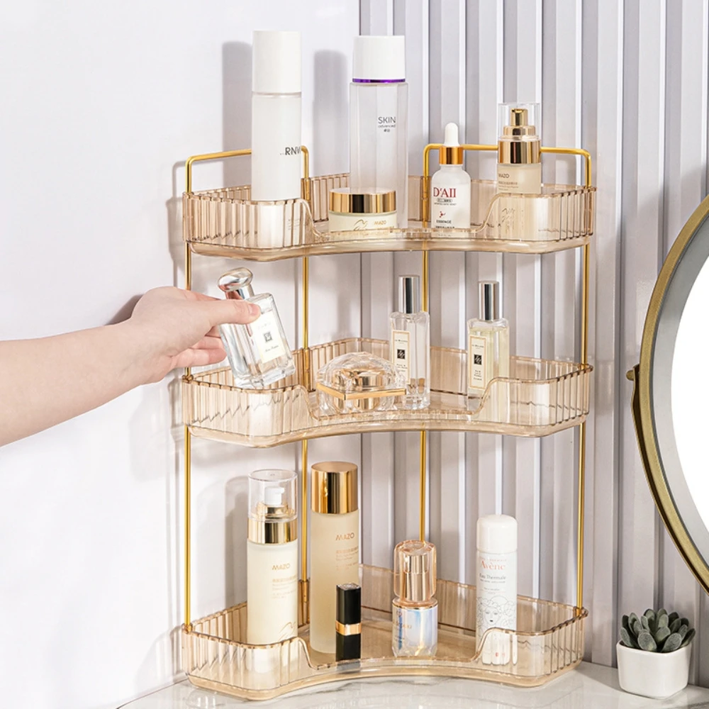 3-Tier Countertop Perfume Tray and Vanity Organizer Corner Storage Organizers for Bathroom