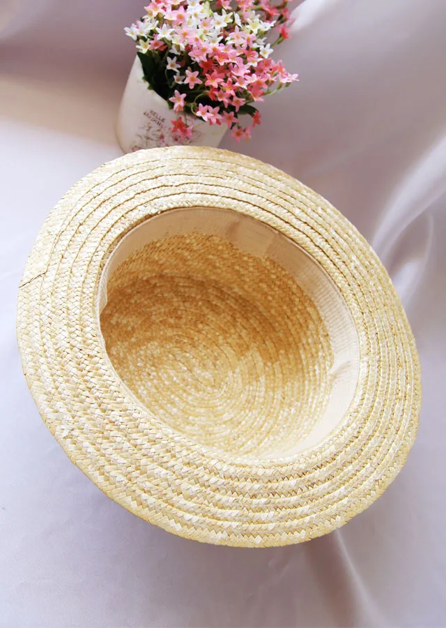 China Supplier Cheap Straw Boater Hat Sailor Skimmer With Black Band