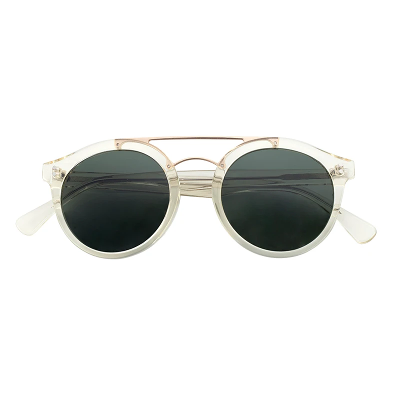 High Quality Custom Acetate Polarized Sunglasses with Double Bridge Transparent Frame and TAC Lenses