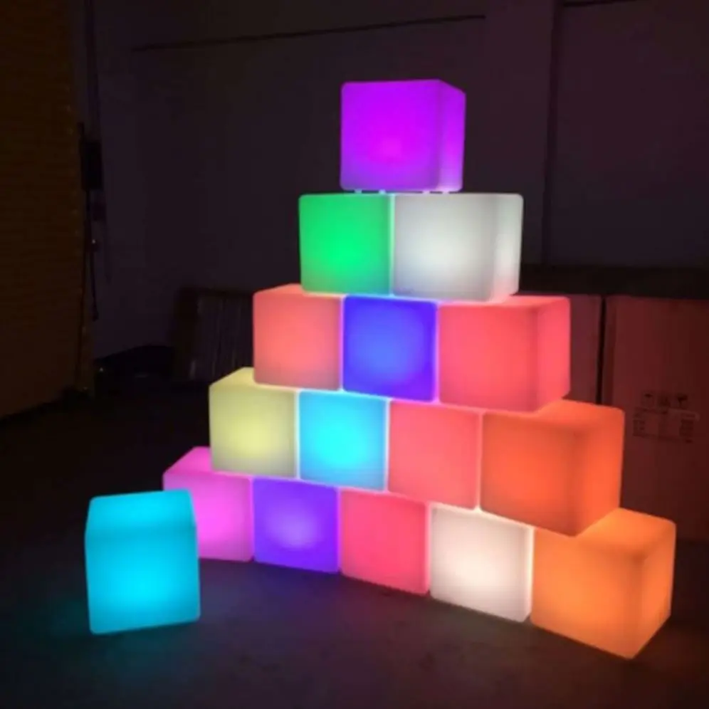 Custom Night Club Cube Chairs and Bar Table Illuminated Waterproof for Outdoor Parties and Home Use Color Change Set