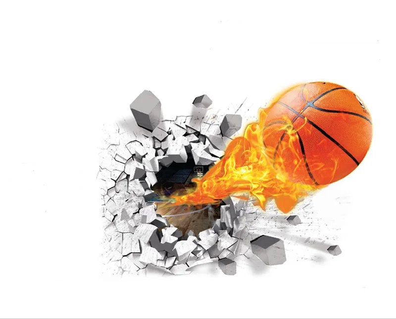 Сертификат BSCI баскетбольная детская комната украшение 3D домашняя стена Виниловая наклейка 3d сломанная настенные наклейки из