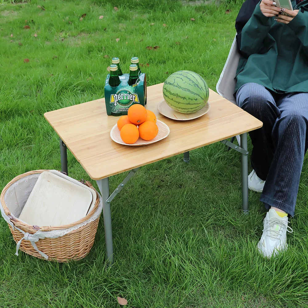Складной Бамбуковый стол для кемпинга переносные столы легкие регулируемые по высоте Алюминиевый открытый пикника пляжа 4 складки