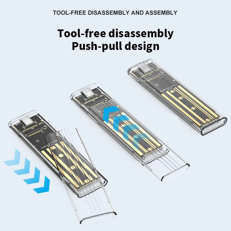 Transparent M2 NVME SSD Case USB Type-C Interface Enclosure for NVME M.2 SATA Hard Drive External HDD Laptop Computer Bag