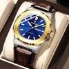 4 Silver Case Gold Bezel Blue Dial