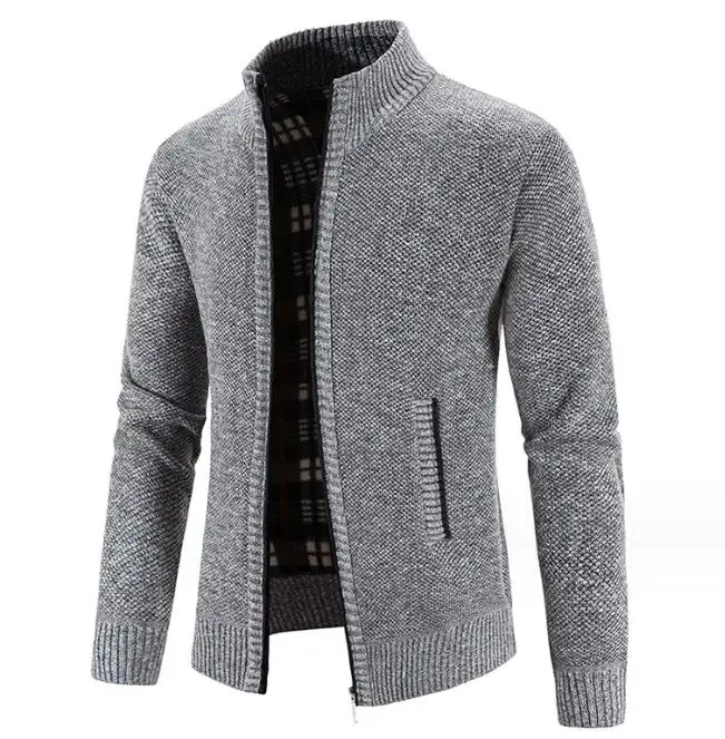 Men's Cardigan Knit Jacket With Stand Collar For Autumn Winter_voghion.com