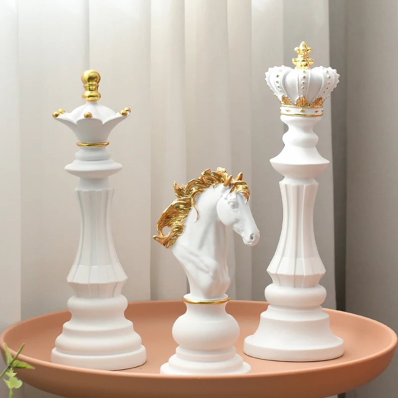 Resin Chess Pieces International Chess Figurines Retro Home Decor