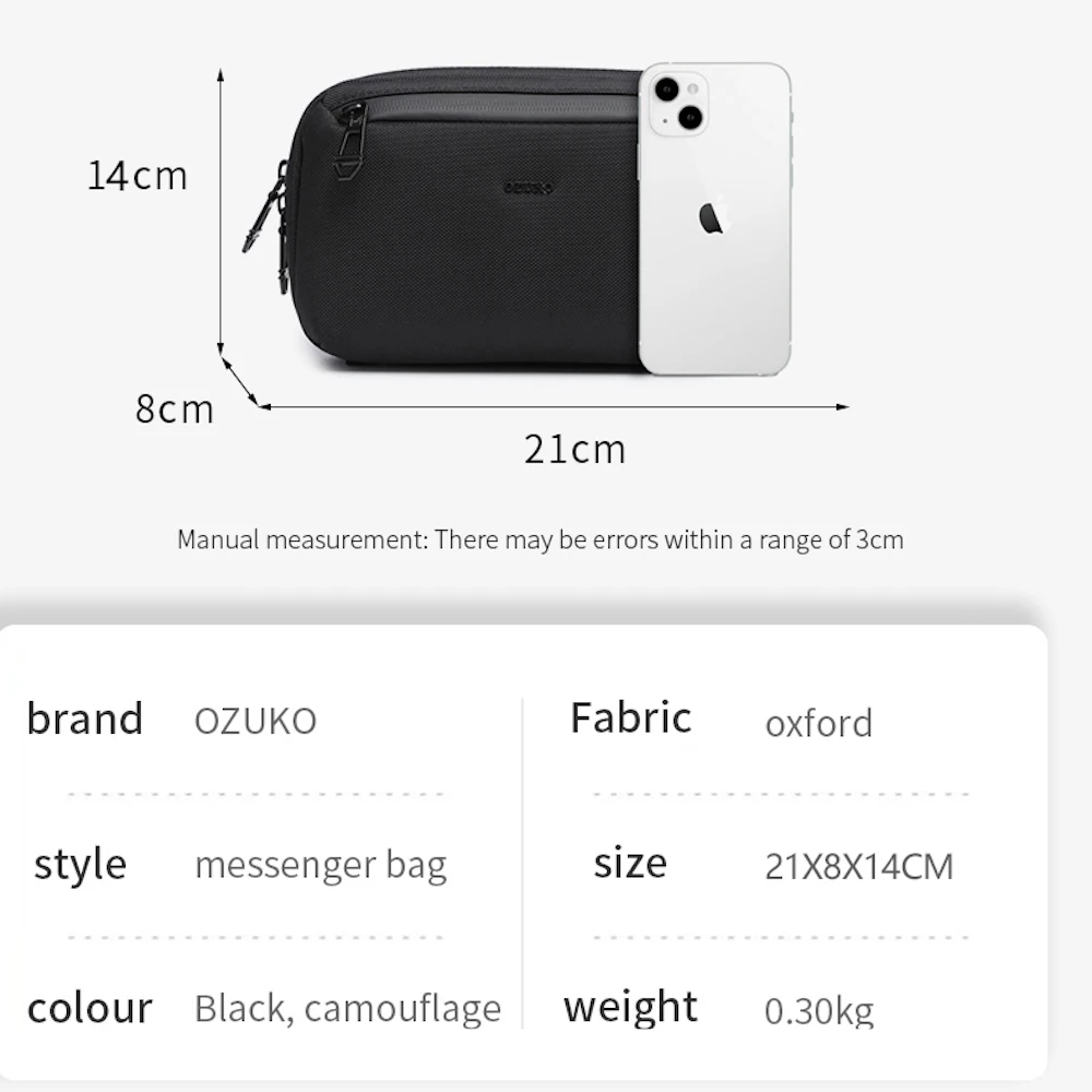 Ozuko 9673 Latest Gentleman Wallet Custom Clutch Bag Business Handbag Men High Quality Toiletries Bags Portable Shoulder Bag