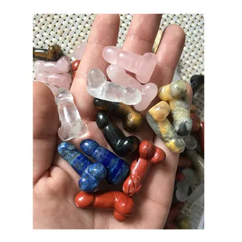 wholesale natural quartz mini crystal crafts hand-carved mix material massage wand crystal penis for sale