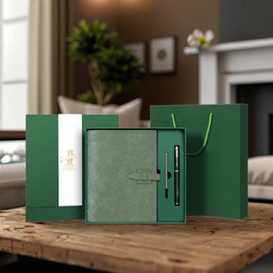 Custom Diary Luxury Genuine Leather Notebook Set Gift Box High Quality Business Notebook Gift Set with Logo