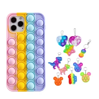2021 Popping it Phone Case for iPhone 13 Case, Silicone Shockproof Back Cover Push Bubble Fidget Toy Phone Case for iPhone 12