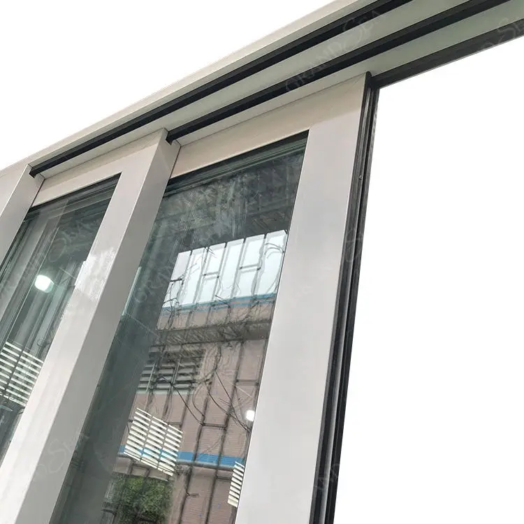Triple Track Internal Partition Thermal Break Low E Glass White Aluminium Sliding Doors With HOPO Hardware