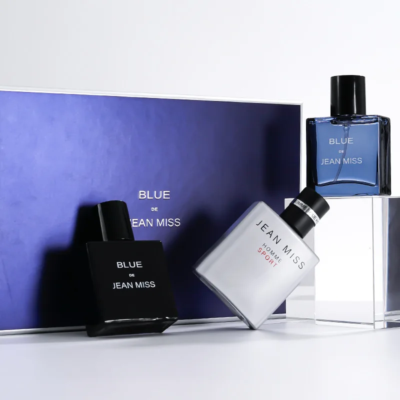 Blue Men's perfume three pieces of dew, natural and durable light fragrance ocean gentleman cologne gift box
