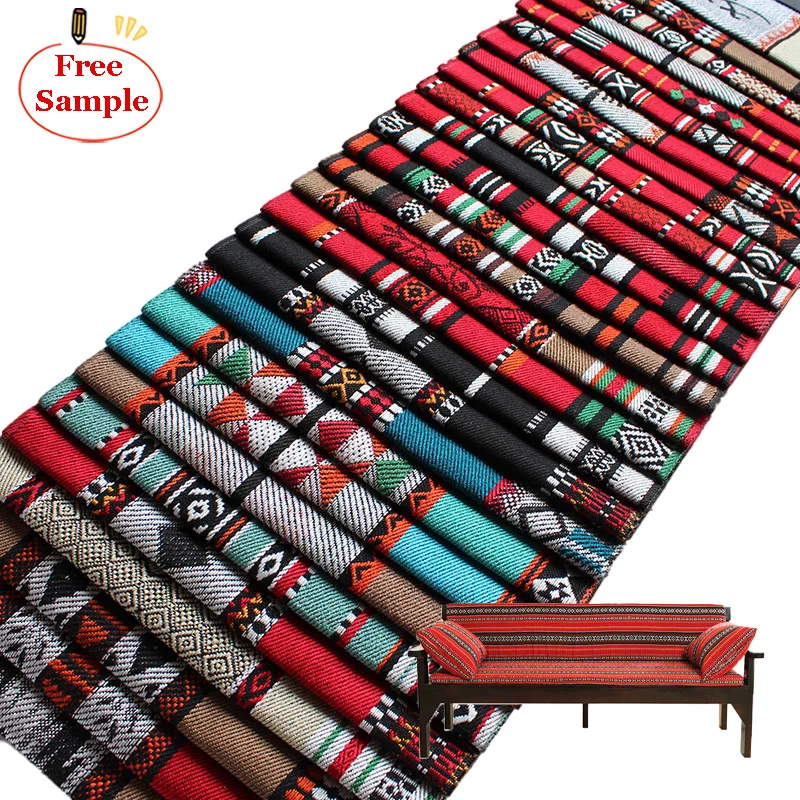 Free Sample Yarn Dyed Middle East Style Fabric Polyester Jacquard Arabic Sadu  Yarn Dyed Fabric for Sofa Sadu Fabric for Saudi