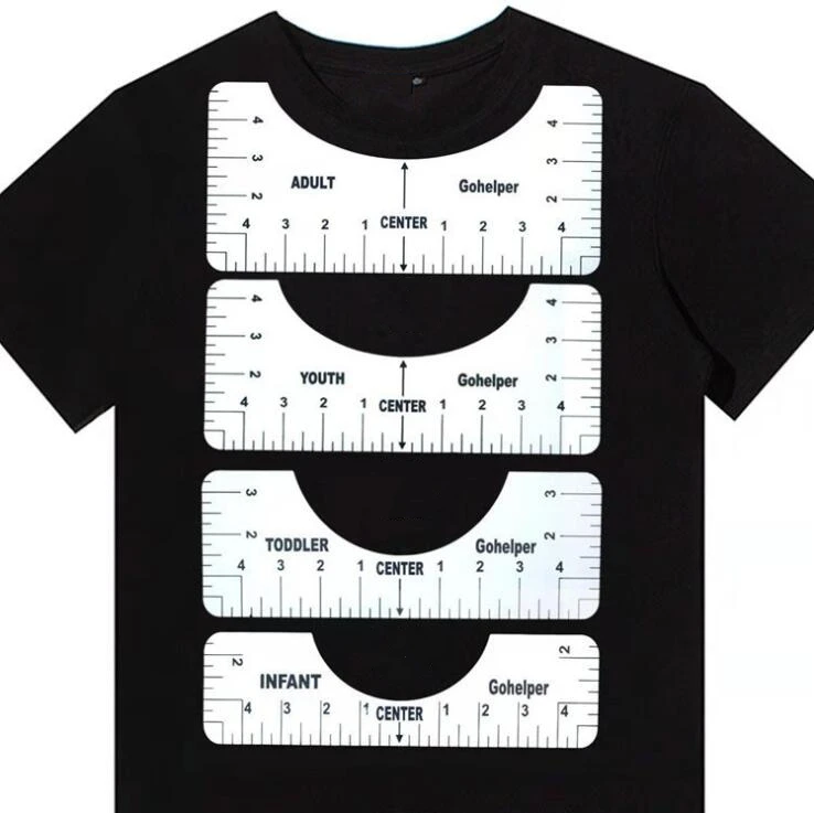 Premium Vinyl Heat Press Tool PVC Bendable T-Shirt Ruler Guide for Making Fashion Center Design Suitable for Adult Youth Toddler Infant Qincos 4PCS T-Shirt Alignment Ruler 