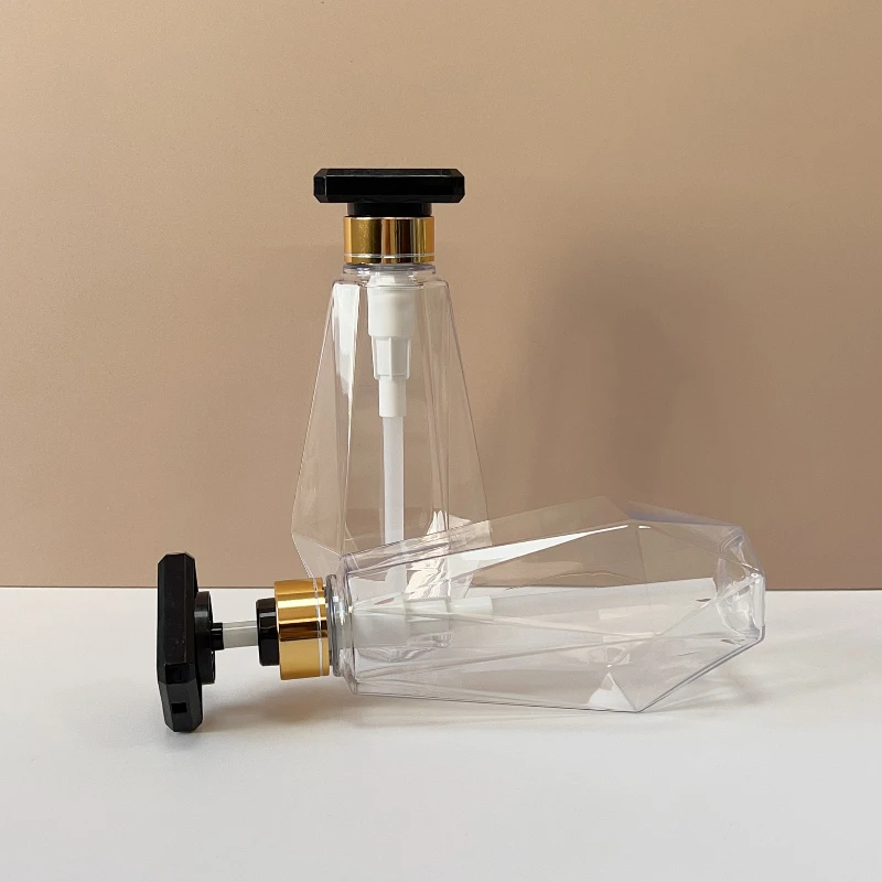 Factory Custom 460ml Polygon Shaped Plastic Bottle Pet Empty Hand Wash Shampoo Lotion Dispenser Plastic Bottle