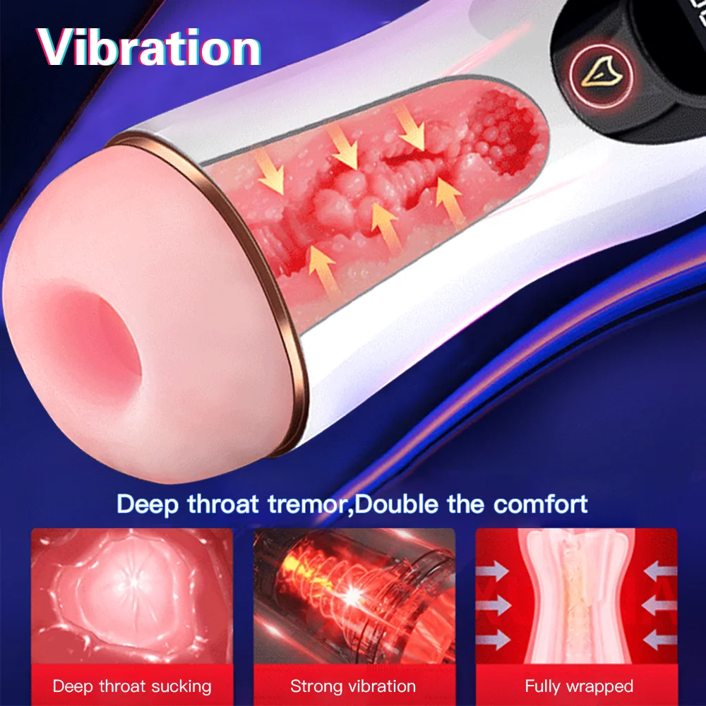 Moaning Automatic Vibrating Male Masturbator Cup Real Vagina Pocket Pussy Penis Stroker Oral Sex Machine Toys for Man Adults 18+