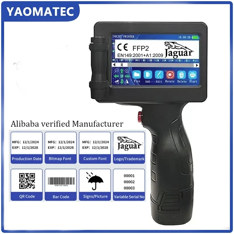 WELCZEK TIJ800P Stampante Palmare Portatile, Stampante A Getto D'inchiostro Portatile Con Touch Screen Da 4,3 Pollici Per Logo/Immagine/Data Di Produzione/Numeri/Lotto/Codice QR/Codice A Barre