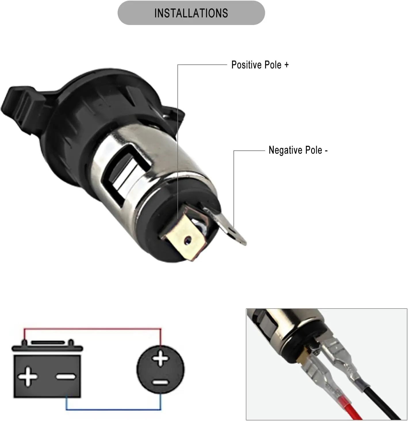 12V-24V Auto Cigarette Lighter Adapter with Waterproof Cover
